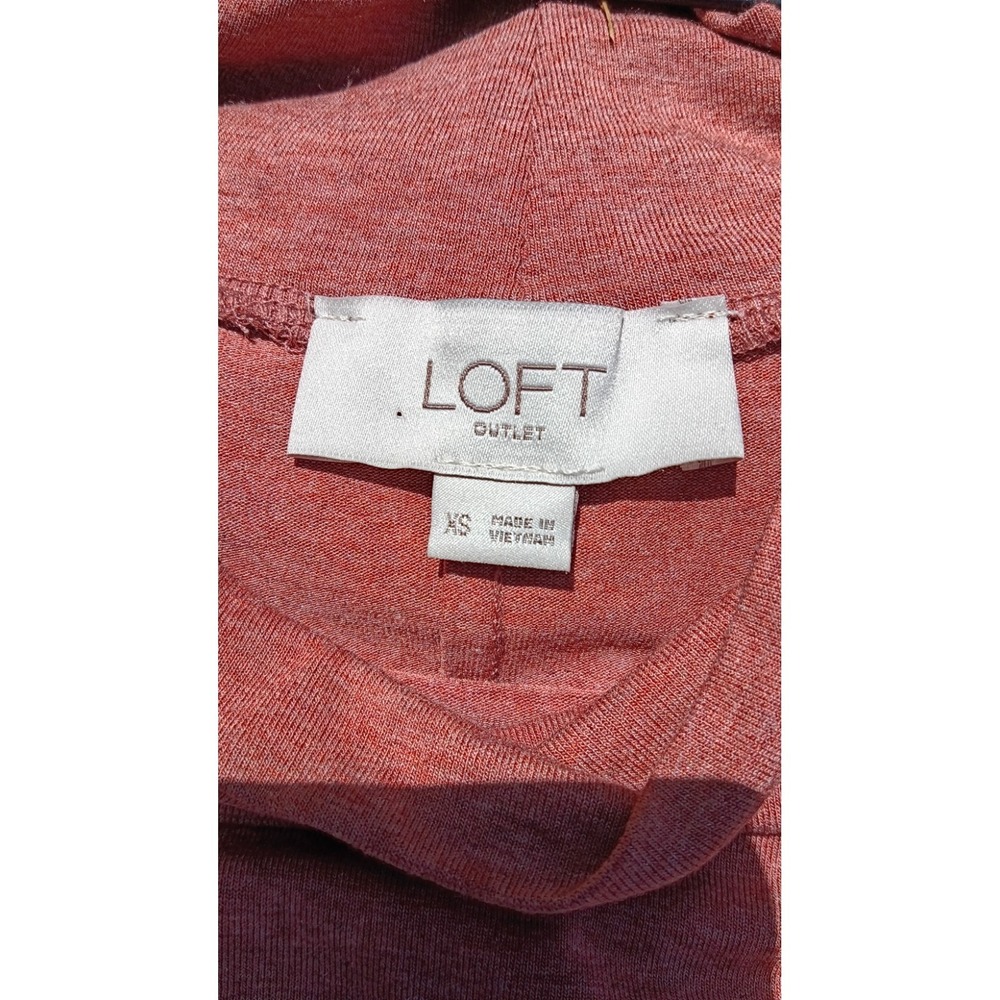 LOFT Dusty Rose Quiet Luxury Soft Knit Mock Neck Tunic Sweater Minimalist XS - Picture 2 of 10